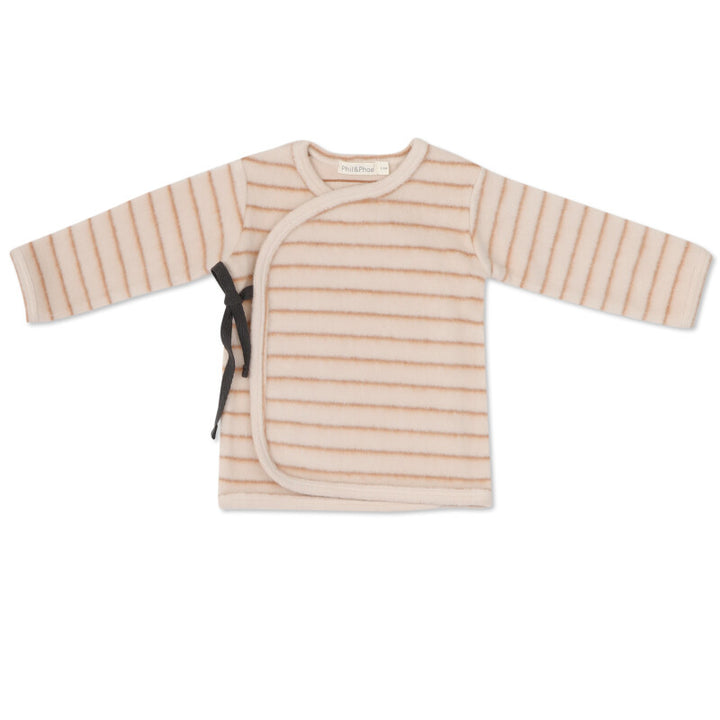 Teddy Baby Cardigan Stripes (Warm Cream)