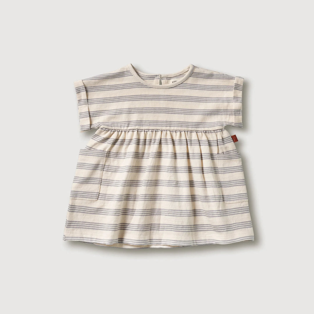 Organic Dress - Mist Stripe