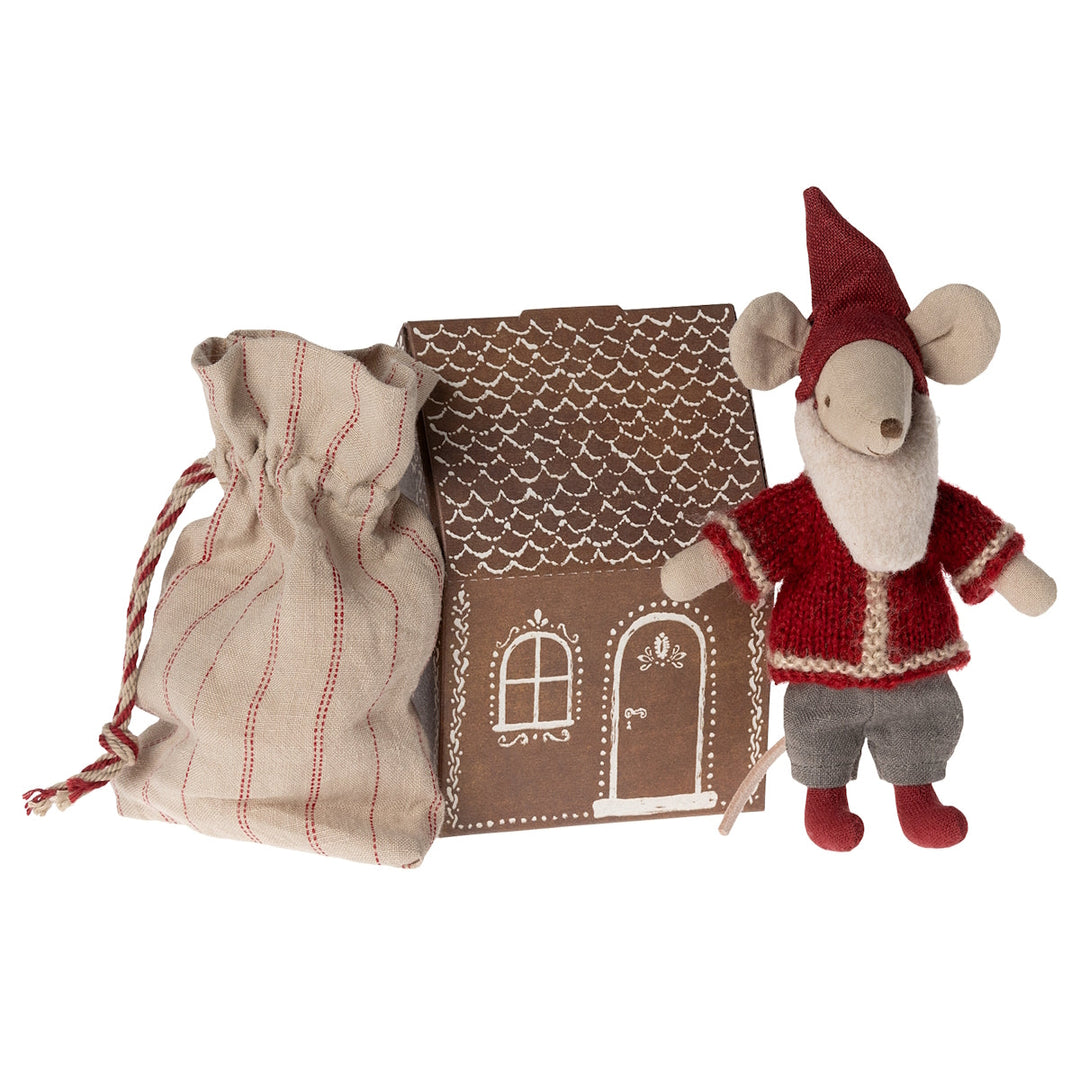 Maileg santa mouse with house