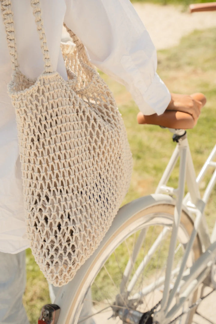 Neutral Macrame Mom Bag