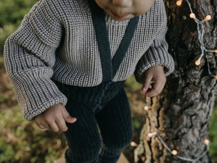 GRANNY TEDDY FOOTLESS TIGHTS | Dark Grey Blend