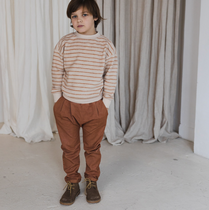 Oversized Teddy Sweater Stripes (Warm Cream)