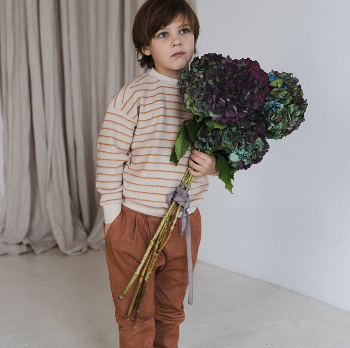 Oversized Teddy Sweater Stripes (Warm Cream)