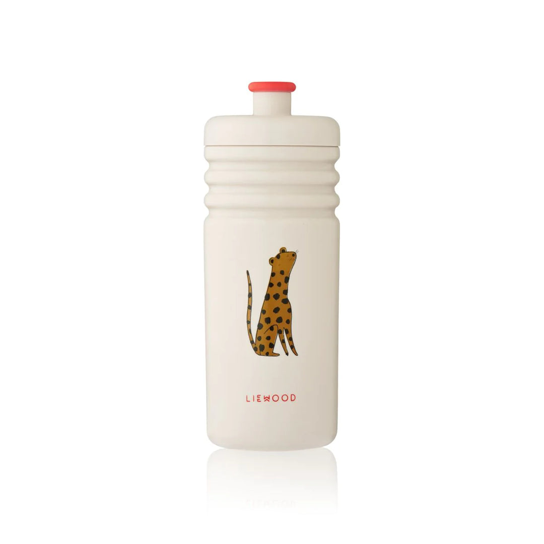Liewood kids lightweight plastic drink water bottle toddler lion tiger leopard