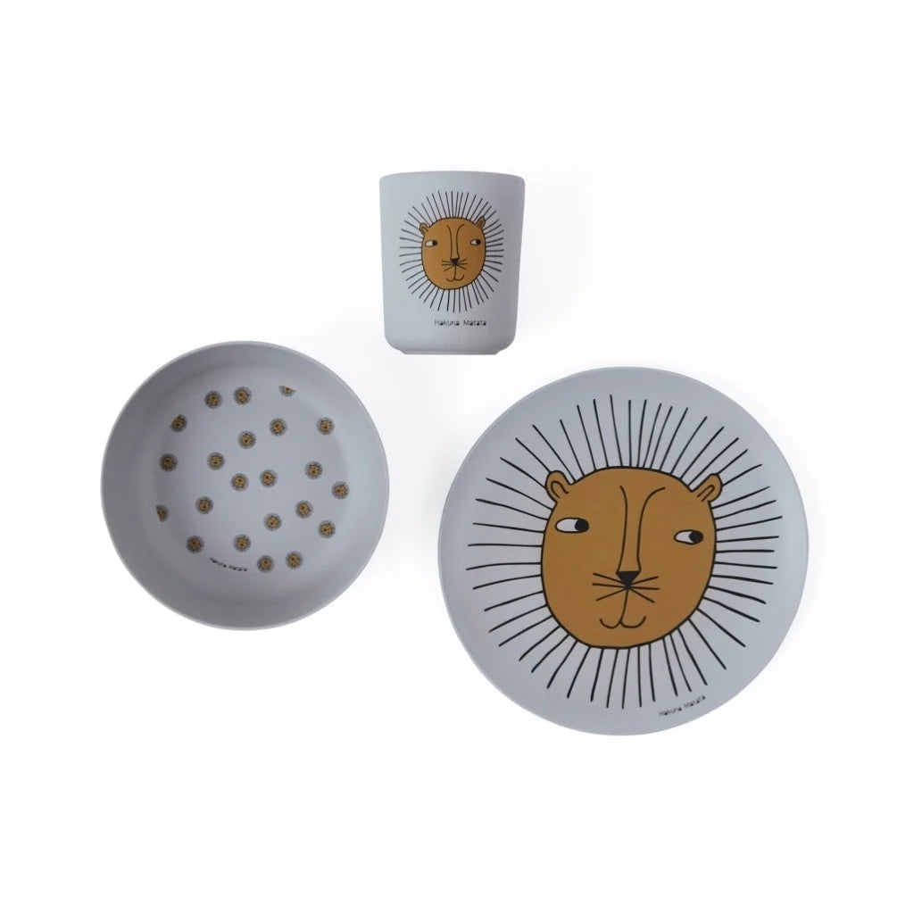 Oyoy lion bamboo plate set kids bowl