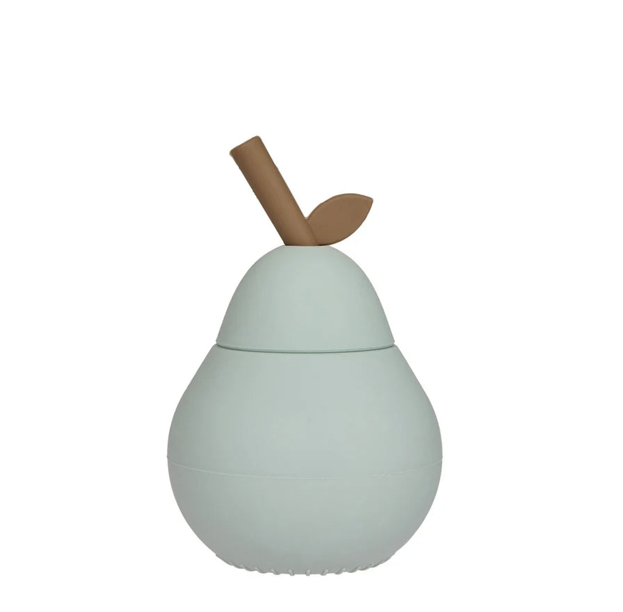 silicone pear cup with straw