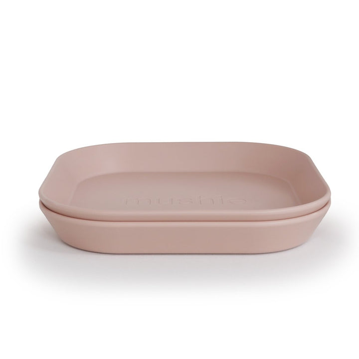 Mushie blush pink kids dinner plate square