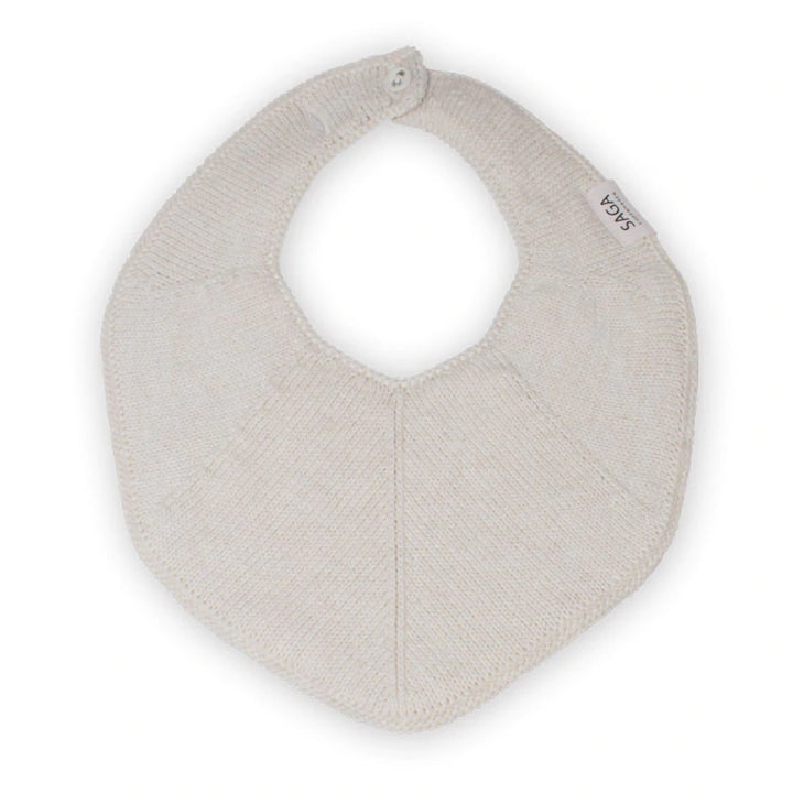 Knitted cotton white off-white cream ivory baby toddler bib adjustable Saga Copenhagen