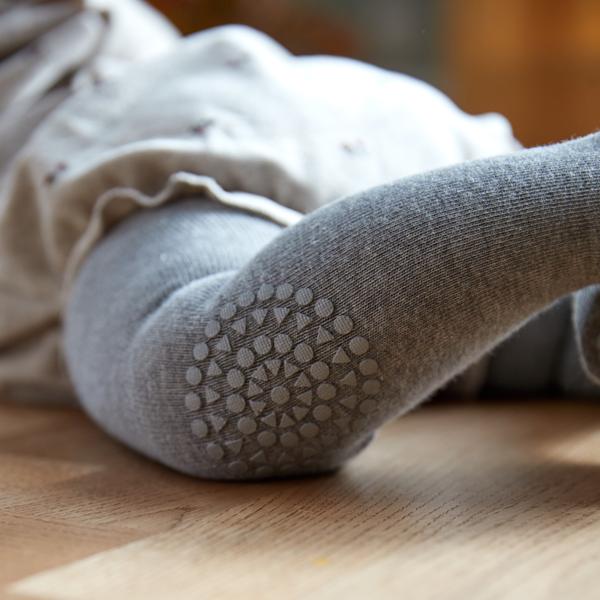 GoBabyGo teddy cotton crawling tights winter with non-slip pads in grey