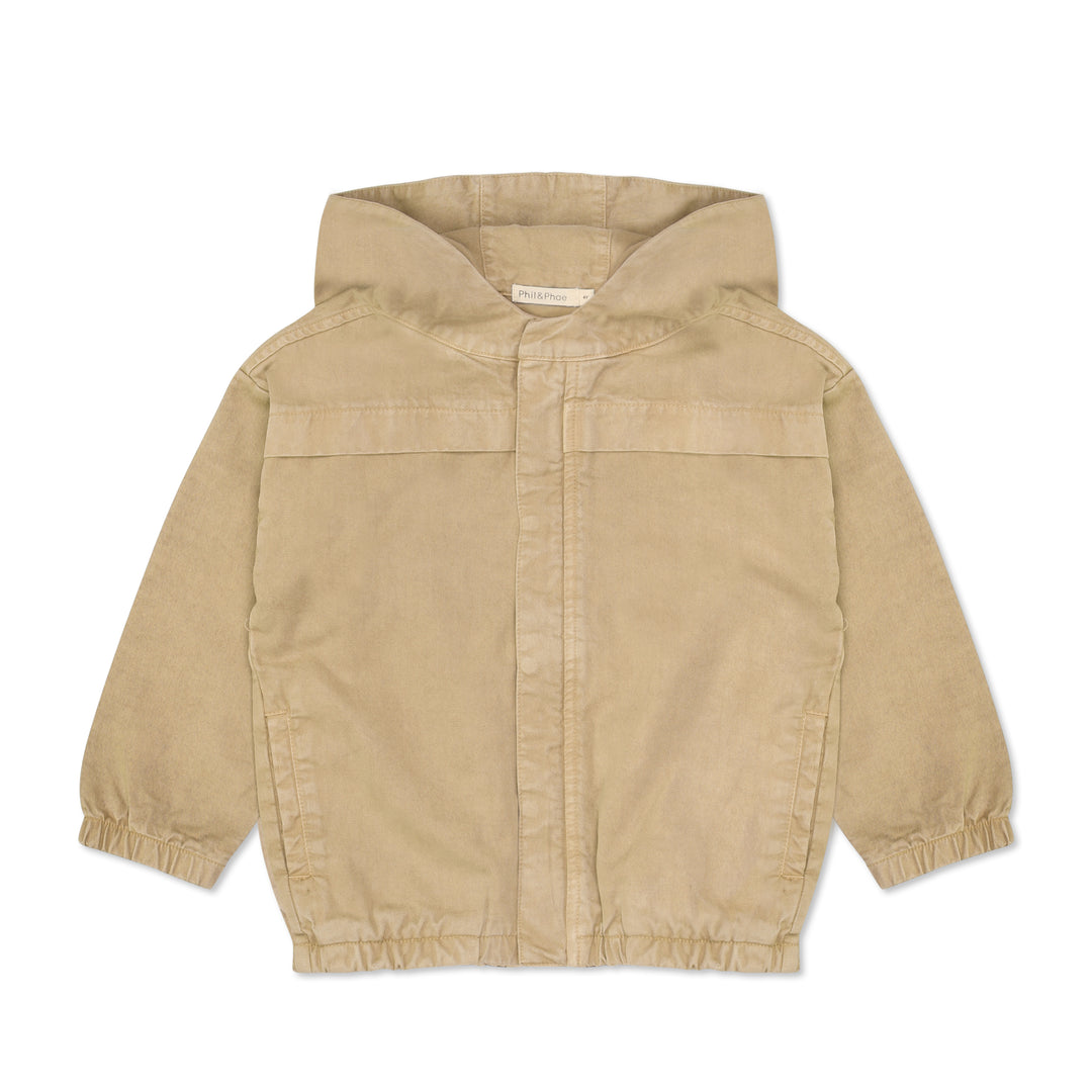 Phil&Phae twill winter autumn kids jacket denim beige neutral with hood