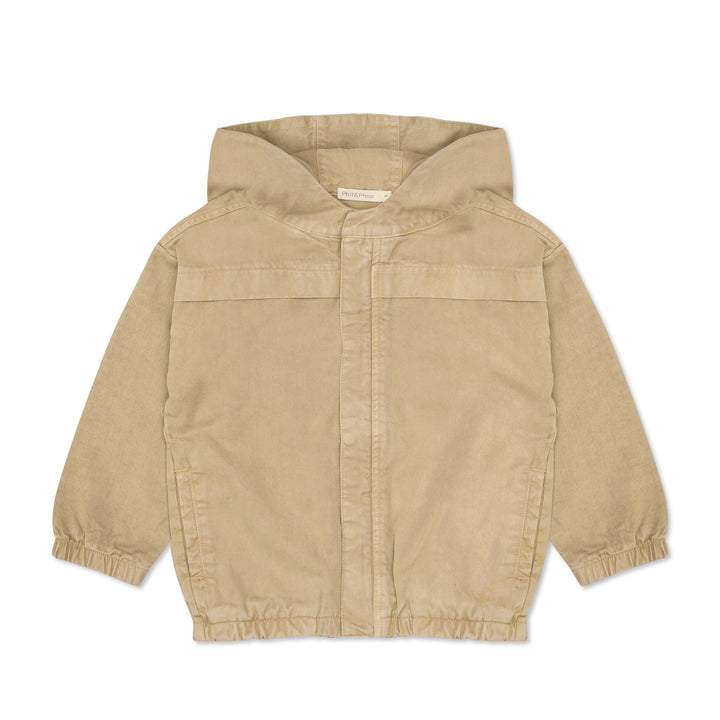 Phil&Phae twill winter autumn kids jacket denim beige neutral with hood