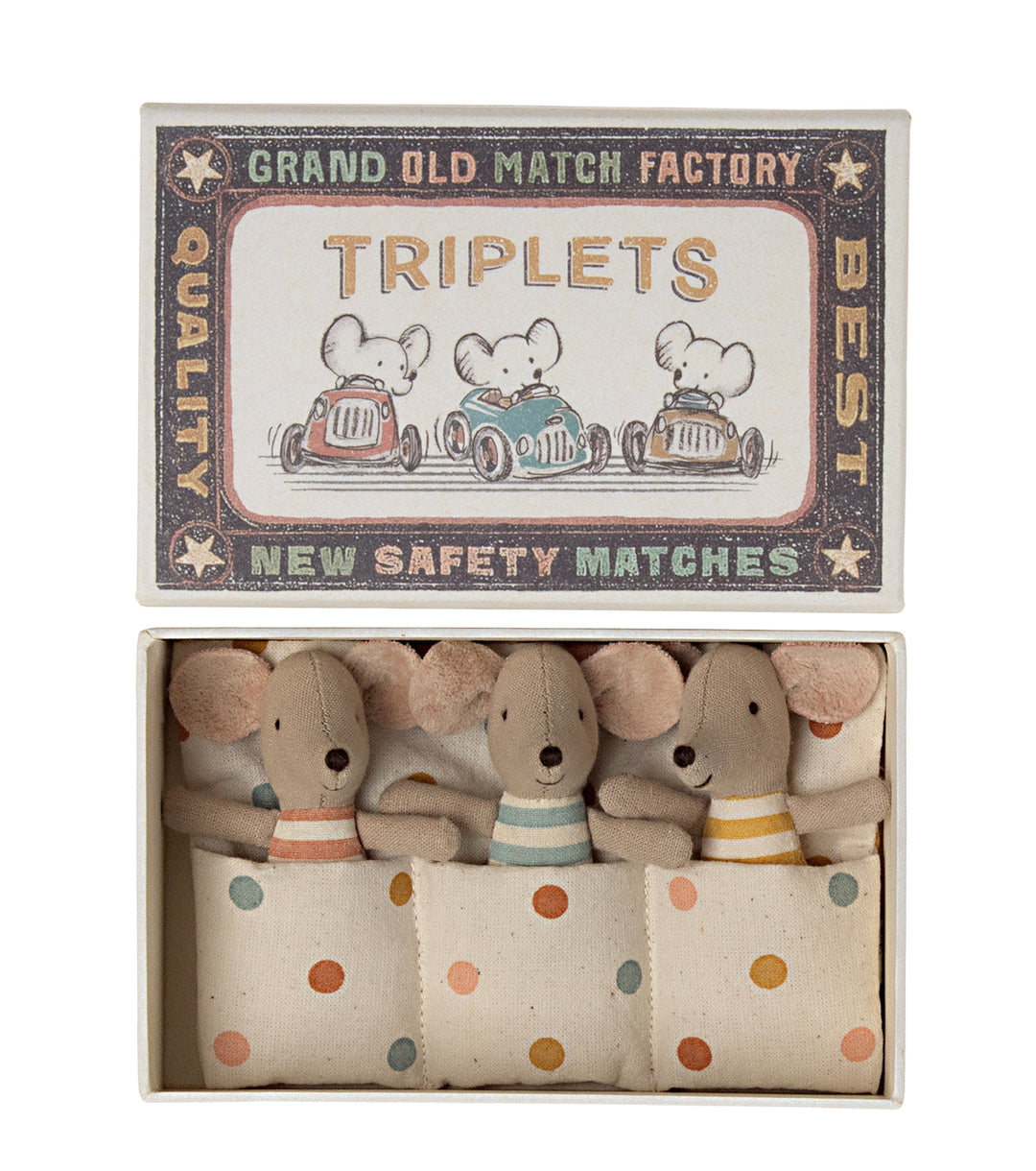 Maileg mouse triplet mice baby in matchbox 