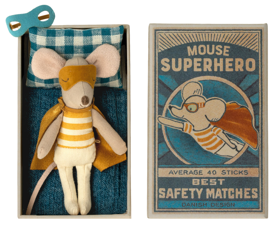 Maileg Super Hero Mouse in Matchbox