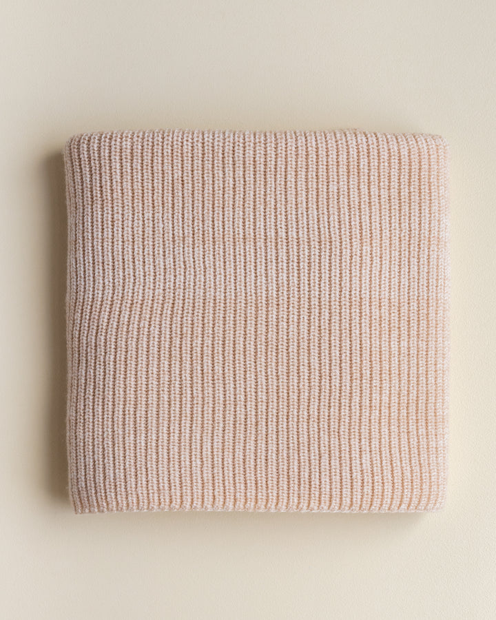 Hvid Knitwear organic merino wool baby kids blanket Anita large textured  apricot off-white sand beige neutral  for newborn