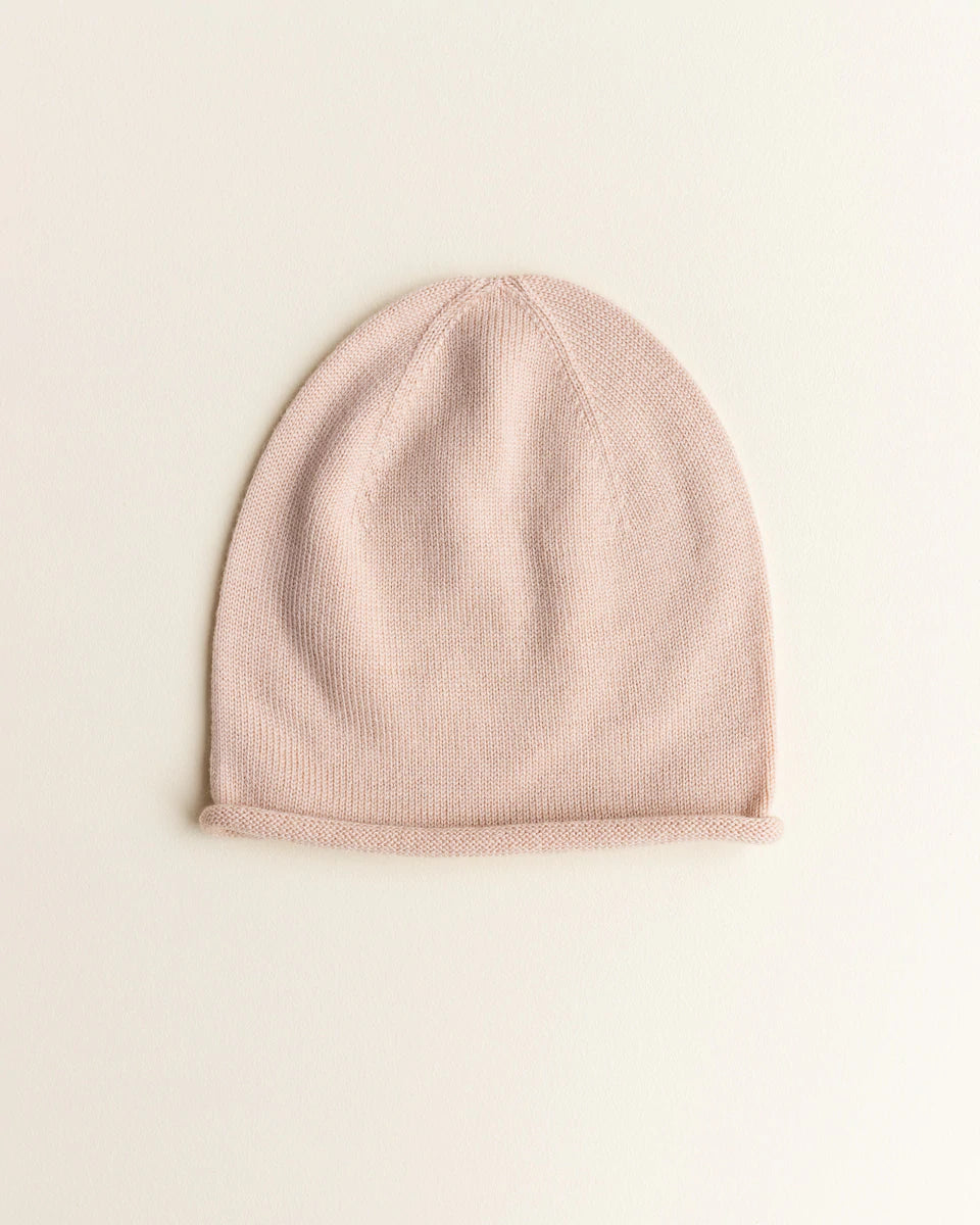 Hvid Knitwear Merino Wool Winter Beanie Hat for Kids and Toddlers in apricot blush pink 