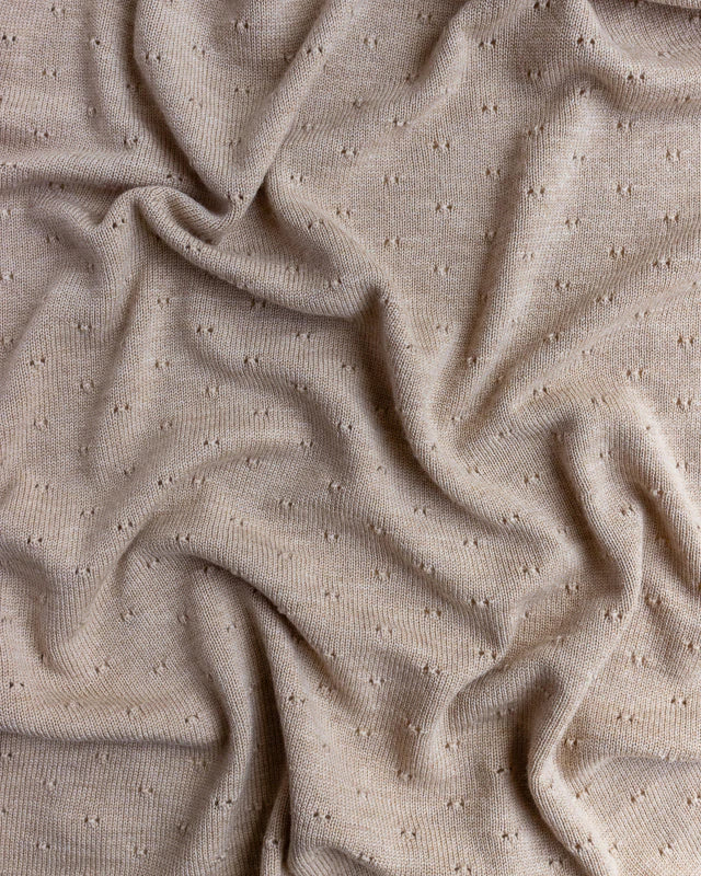 Hvid Knitwear organic merino wool baby kids blanket Edie pattern large textured  off-white sand beige neutral  for newborn