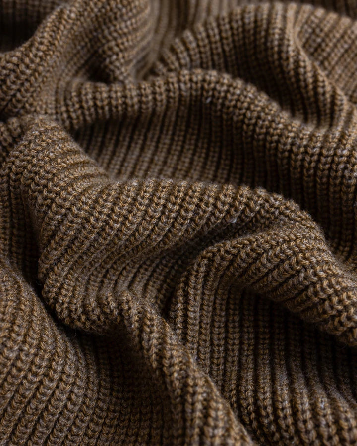 Hvid Knitwear organic merino wool baby kids blanket Edie pattern large rib  brown walnut for newborn
