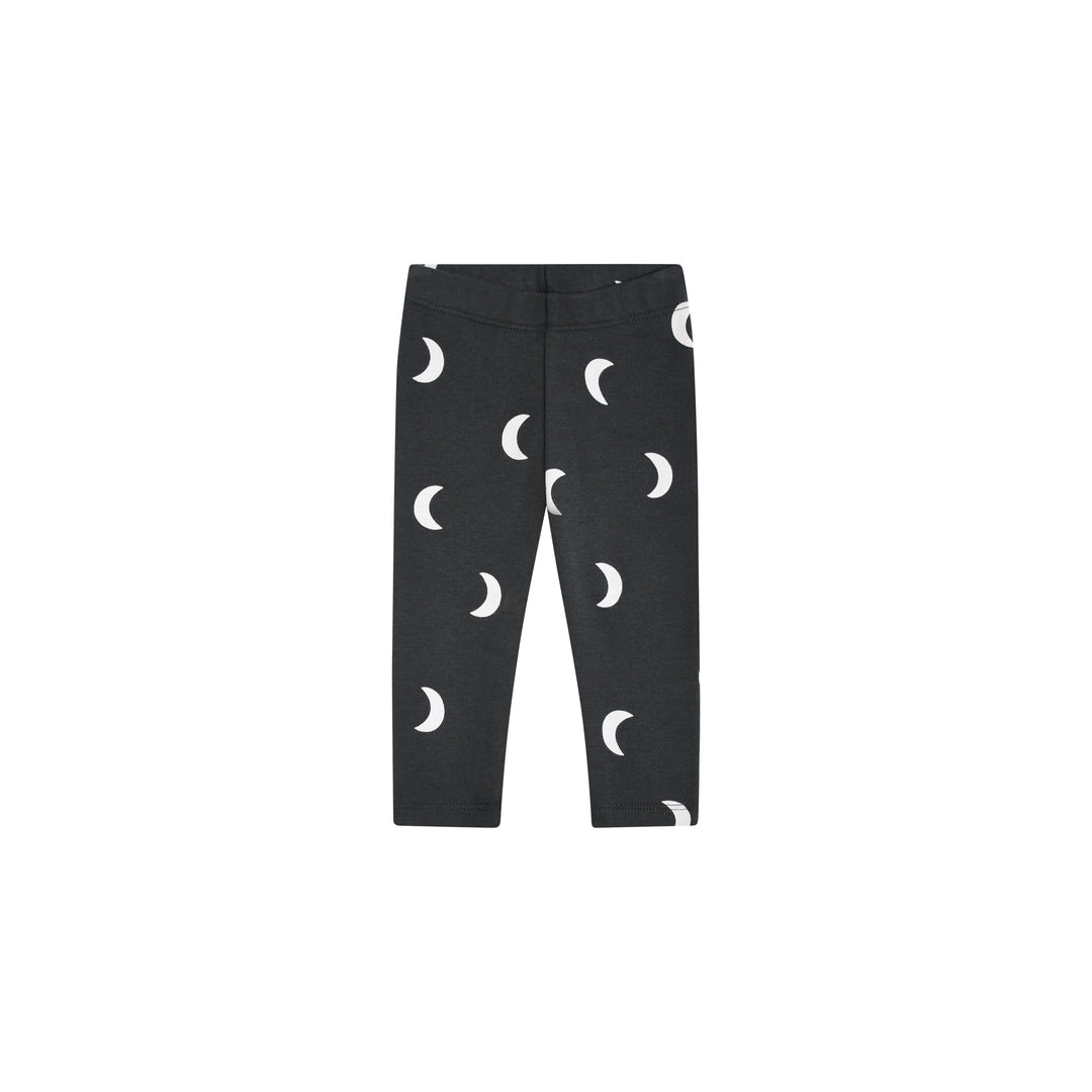 organic zoo Midnight Leggings black with white moon design for kids