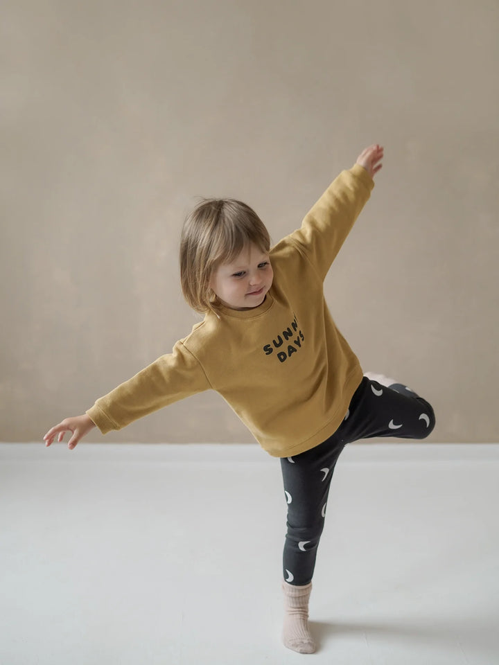 organic zoo Midnight Leggings black with white moon design for kids