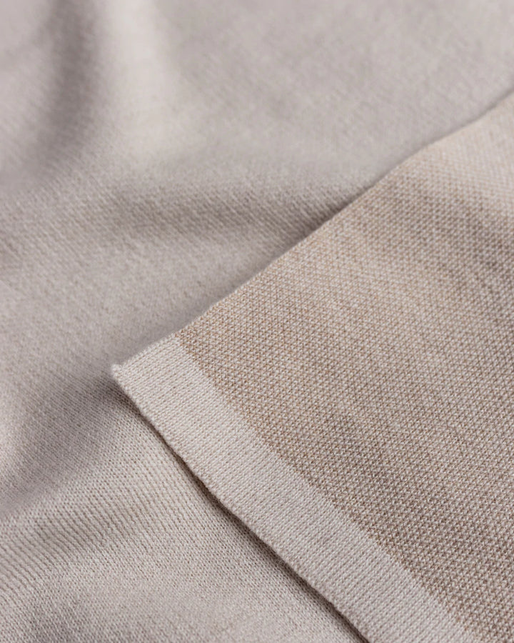 Hvid Knitwear organic merino wool baby kids blanket Edie pattern large polkadot in oat beige sand neutral for newborn