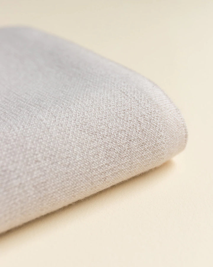 Hvid Knitwear organic merino wool baby kids blanket Edie pattern large polkadot in oat beige sand neutral for newborn