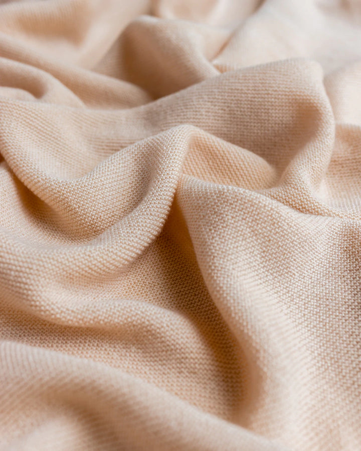 Hvid Knitwear organic merino wool baby kids blanket Eliz rib in oat beige sand neutral for newborn