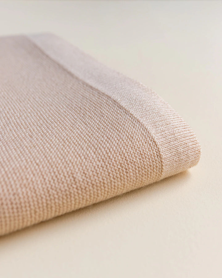 Hvid Knitwear organic merino wool baby kids blanket Eliz rib in oat beige sand neutral for newborn