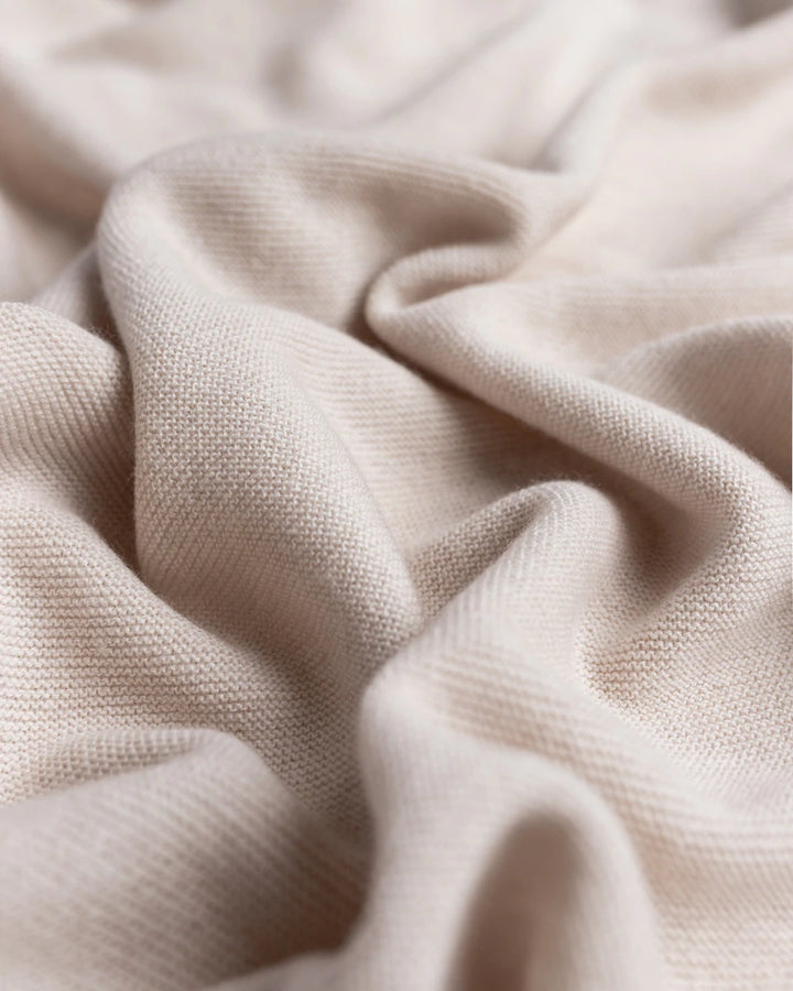 Hvid Knitwear organic merino wool baby kids blanket Eliz rib in off-white neutral for newborn