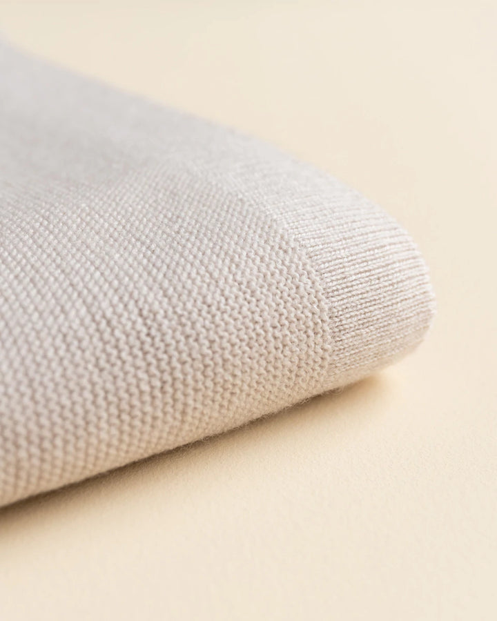 Hvid Knitwear organic merino wool baby kids blanket Eliz rib in off-white neutral for newborn