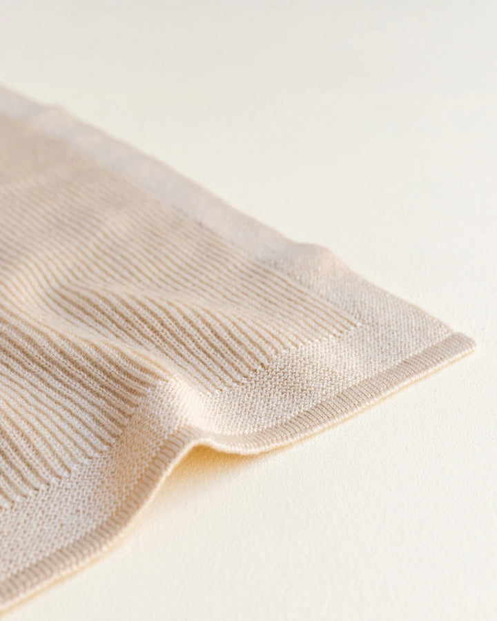 Hvid Knitwear organic merino wool baby kids blanket Felix rib in natural oat sand neutral for newborn