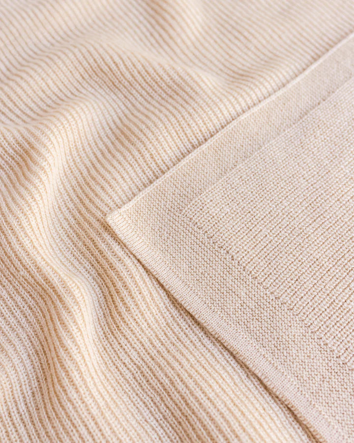 Hvid Knitwear organic merino wool baby kids blanket Felix rib in natural oat sand neutral for newborn