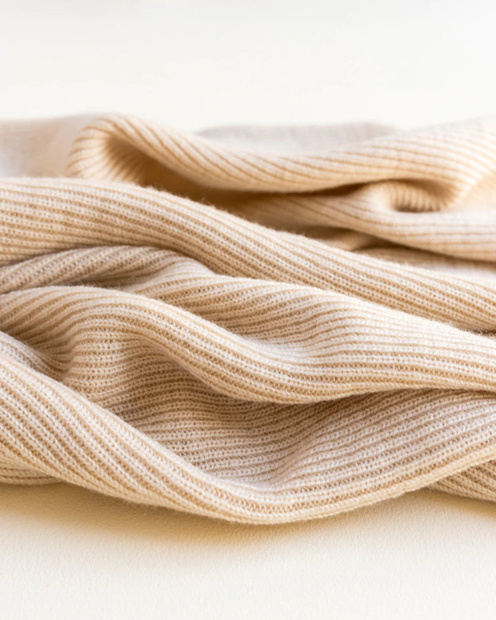 Hvid Knitwear organic merino wool baby kids blanket Felix rib in natural oat sand neutral for newborn