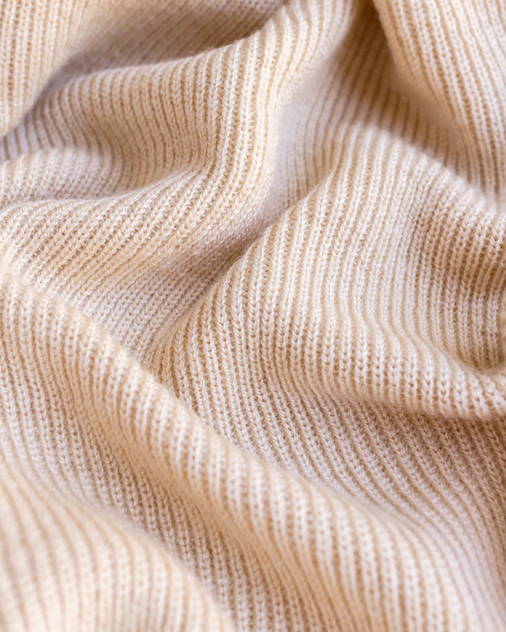 Hvid Knitwear organic merino wool baby kids blanket Felix rib in natural oat sand neutral for newborn
