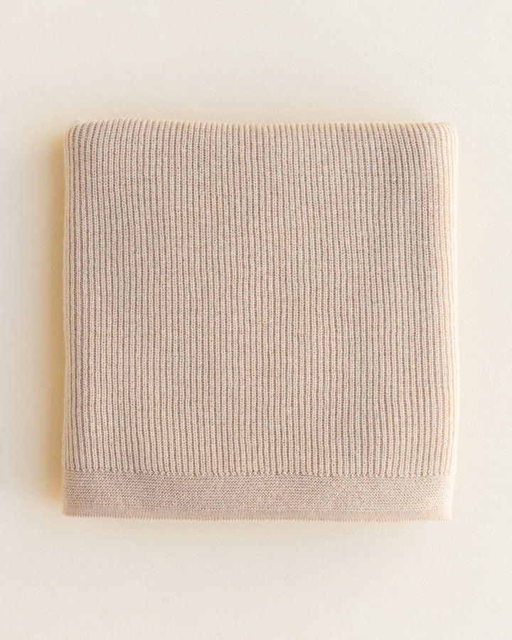 Hvid Knitwear organic merino wool baby kids blanket Felix rib in natural oat sand neutral for newborn