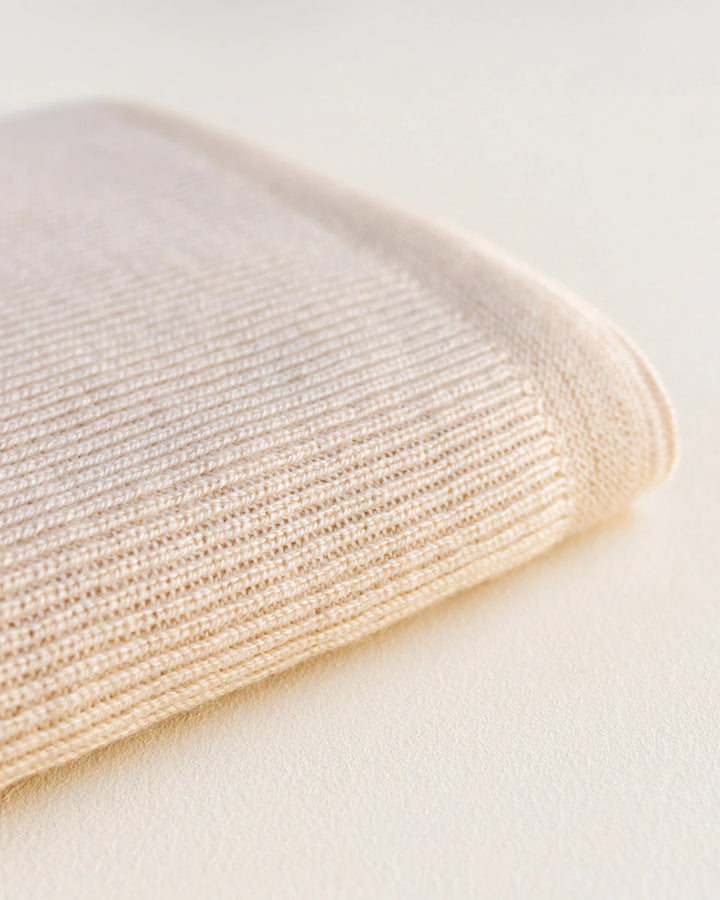 Hvid Knitwear organic merino wool baby kids blanket Felix rib in natural oat sand neutral for newborn