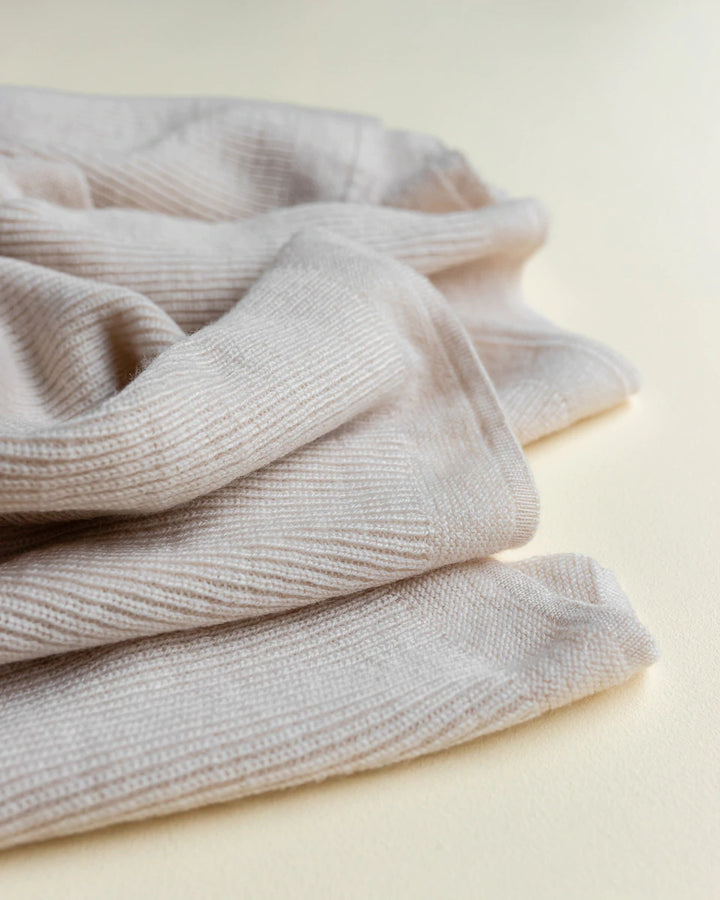 Hvid Knitwear organic merino wool baby kids blanket Felix rib in off-white white natural ivory neutral for newborn
