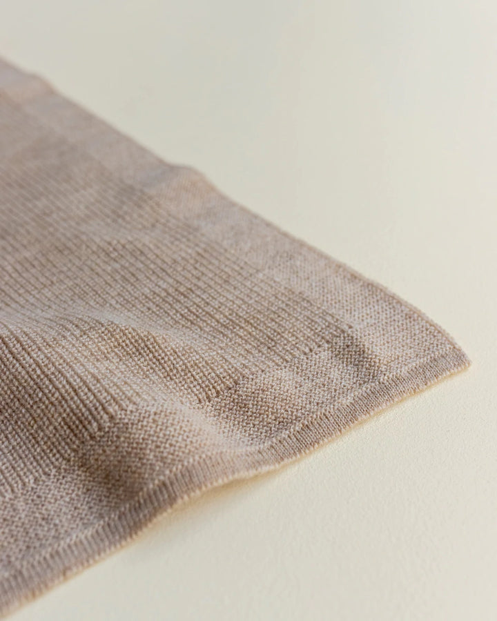 Hvid Knitwear organic merino wool baby kids blanket Felix rib in natural oat sand neutral for newborn