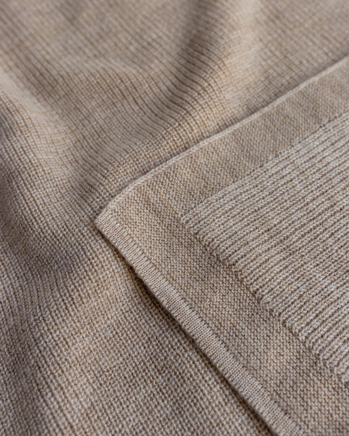 Hvid Knitwear organic merino wool baby kids blanket Felix rib in natural oat sand neutral for newborn