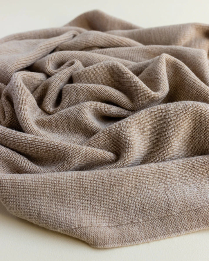 Hvid Knitwear organic merino wool baby kids blanket Felix rib in natural oat sand neutral for newborn
