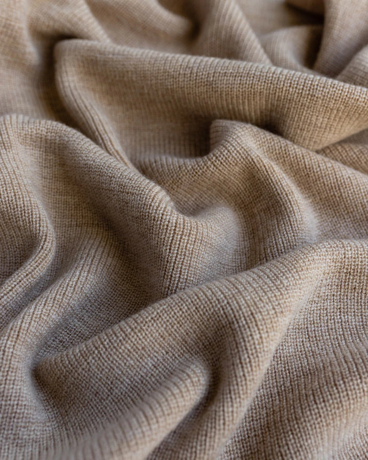 Hvid Knitwear organic merino wool baby kids blanket Felix rib in natural oat sand neutral for newborn