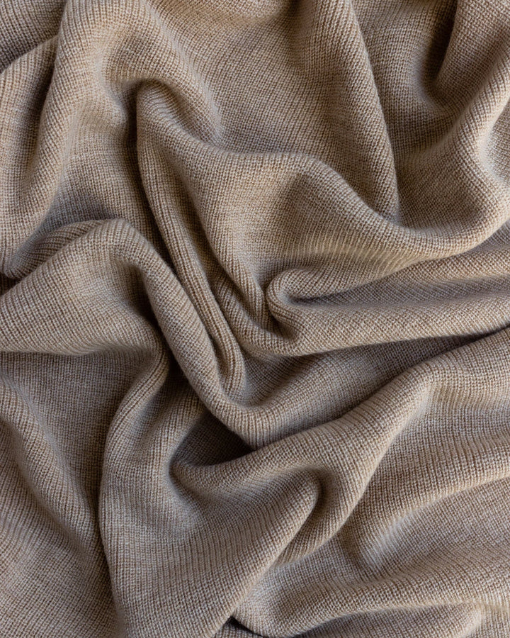 Hvid Knitwear organic merino wool baby kids blanket Felix rib in natural oat sand neutral for newborn