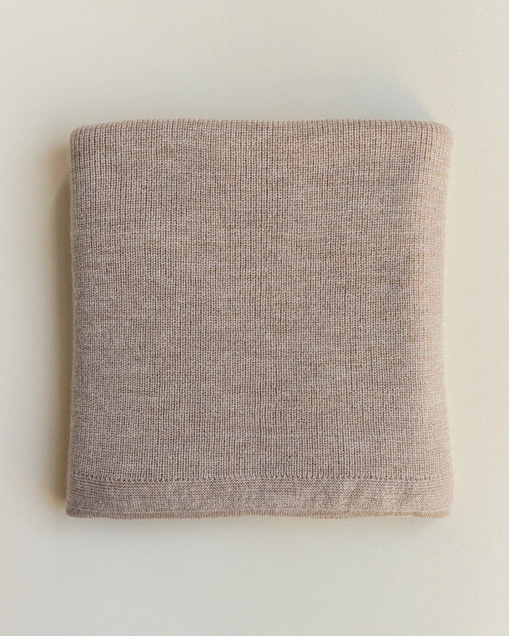 Hvid Knitwear organic merino wool baby kids blanket Felix rib in natural oat sand neutral for newborn