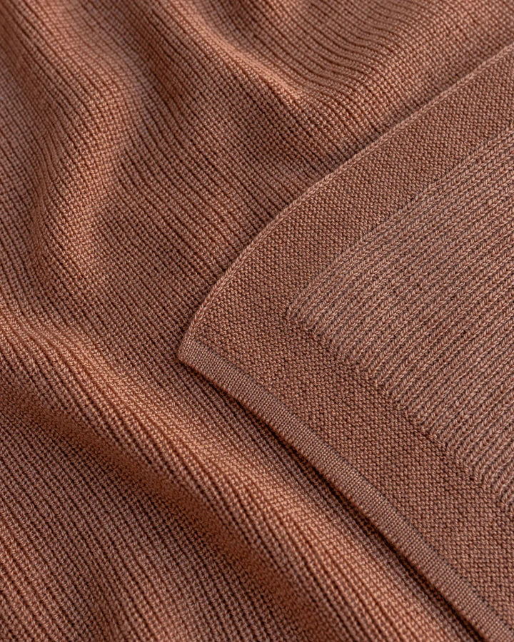 Hvid Knitwear organic merino wool baby kids blanket Felix rib in terracotta brown neutral for newborn