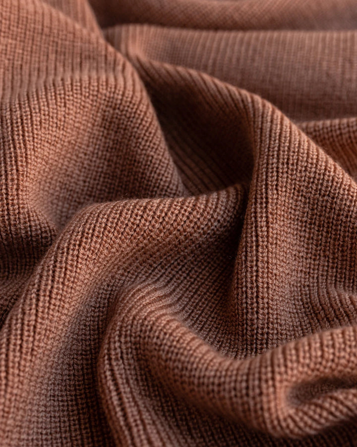 Hvid Knitwear organic merino wool baby kids blanket Felix rib in terracotta brown neutral for newborn