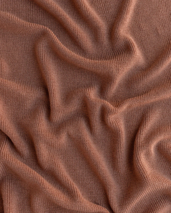 Hvid Knitwear organic merino wool baby kids blanket Felix rib in terracotta brown neutral for newborn