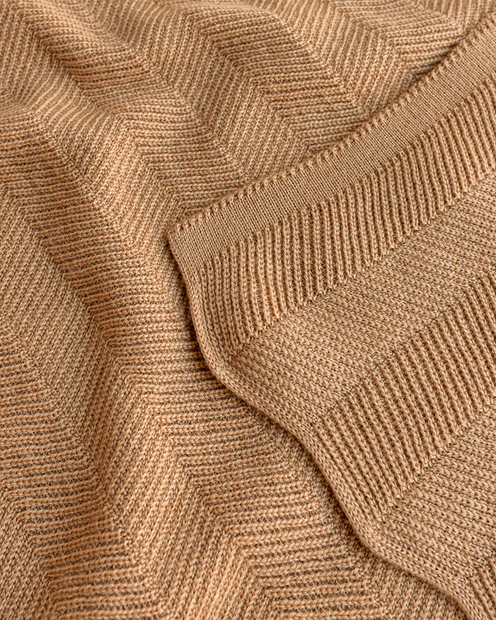 Hvid Knitwear organic merino wool baby kids blanket Freddie rib in ochre mustard neutral for newborn