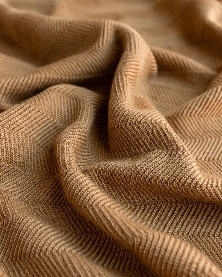Hvid Knitwear organic merino wool baby kids blanket Freddie rib in ochre mustard neutral for newborn