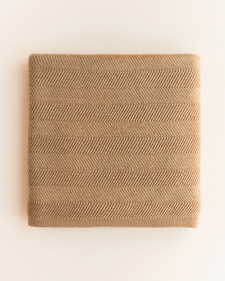 Hvid Knitwear organic merino wool baby kids blanket Freddie rib in ochre mustard neutral for newborn