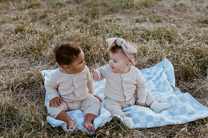 Mini Rib Speckle Essential Jumpsuit - Oatmeal Mud Stripe