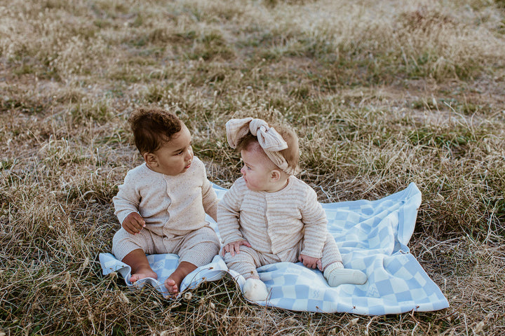 Mini Rib Speckle Essential Jumpsuit - Oatmeal Mud Stripe